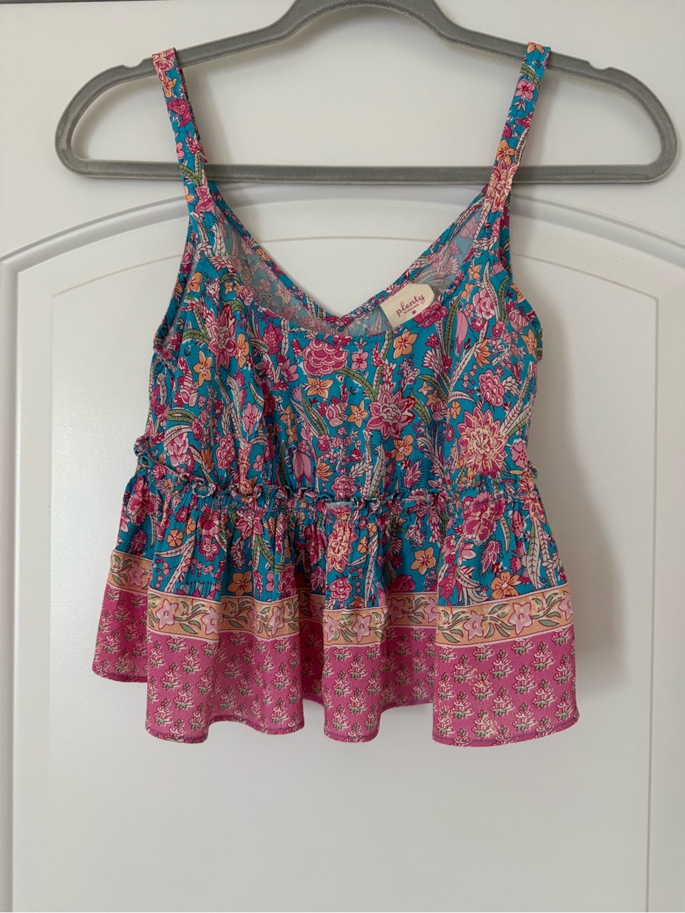 Anthropologie Floral Peplum Cropped Cami